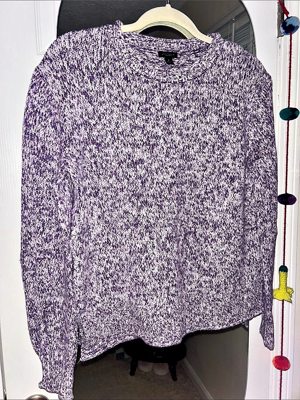 Ann Taylor LOFT Purple & White Marled Sweater Size Medium Like New